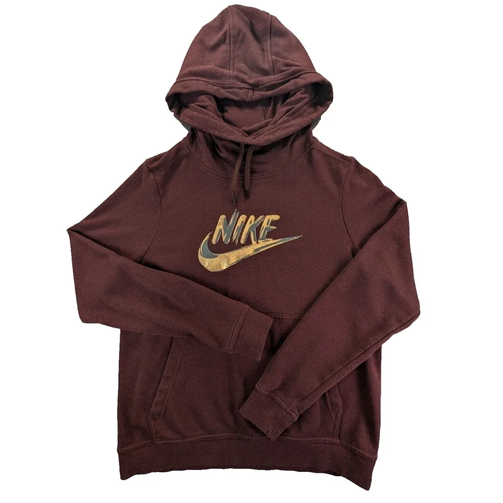 Nike Hoodie Women's Small Maroon Pullover Sweatshirt Funnel Neck Sportswear